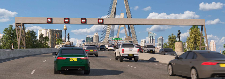 Gantry on western approach to Anzac Bridge (cr: NSW Government)